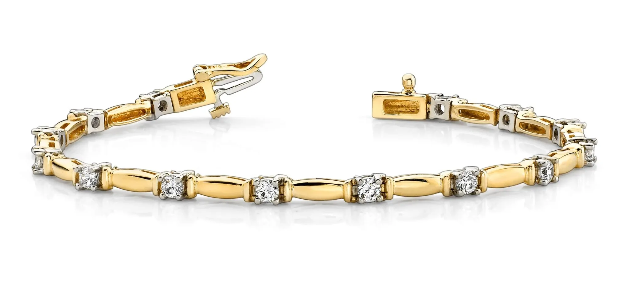 Shiny Column Link Lab-Grown Diamond Bracelet with 1.47 ct.(finished) 3mm