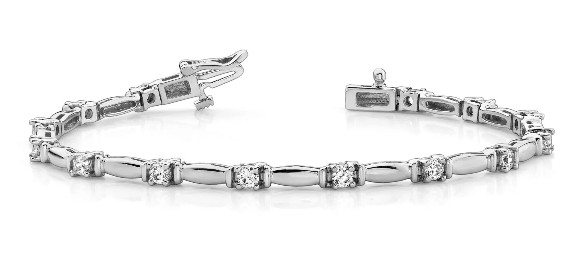 Shiny Column Link Lab-Grown Diamond Bracelet with 1.47 ct.(finished) 3mm
