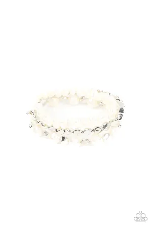 Shoreside Soiree - White - Imperfect Pearl Bead Paparazzi Stretchy Bracelet