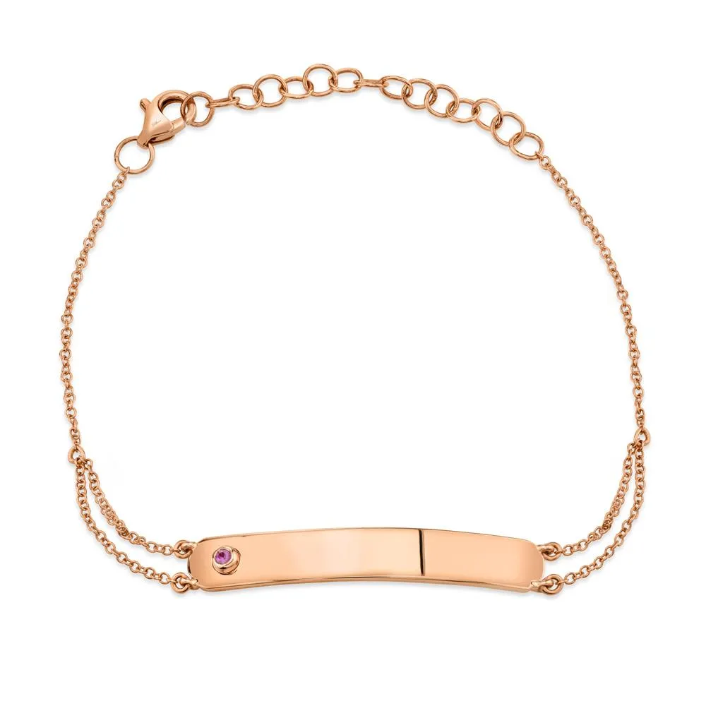 Shy Creation 0.02Ct Pink Sapphire Bar Id Bracelet SC55008763