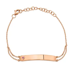 Shy Creation 0.02Ct Pink Sapphire Bar Id Bracelet SC55008763