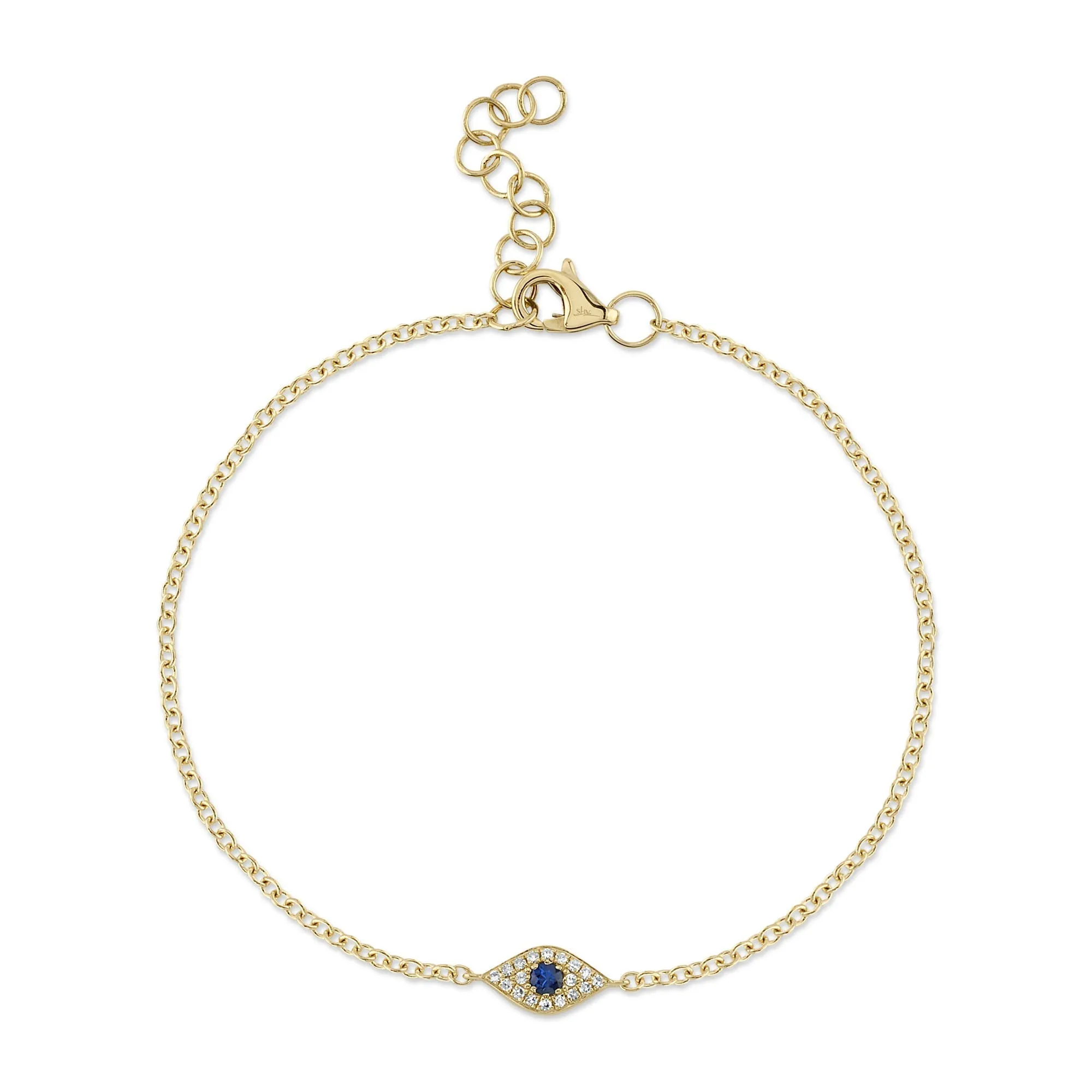 Shy Creation 0.04Ct Diamond & 0.06Ct Blue Sapphire Eye Bracelet SC55008515