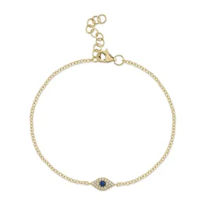 Shy Creation 0.04Ct Diamond & 0.06Ct Blue Sapphire Eye Bracelet SC55008515