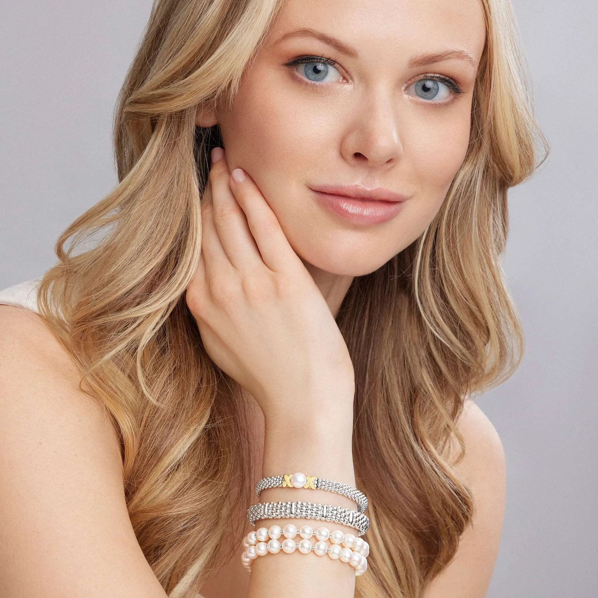 Signature Caviar Two-Tone Pearl Bracelet Gift Set