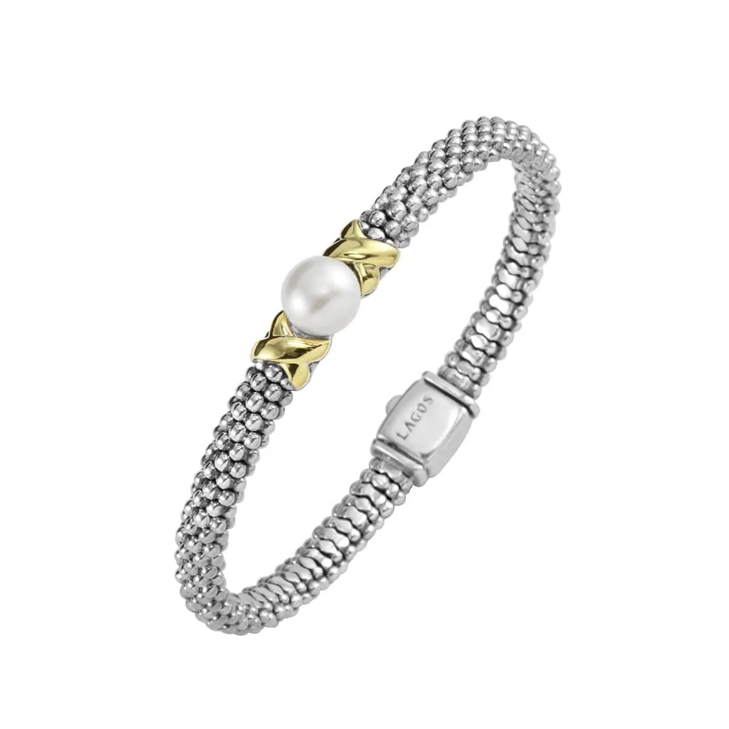 Signature Caviar Two-Tone Pearl Bracelet Gift Set