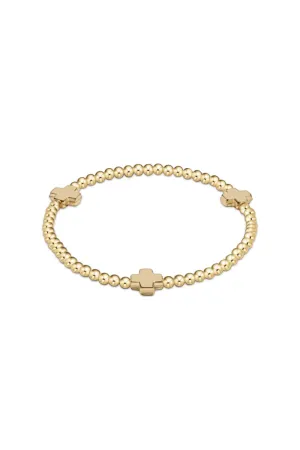 Signature Cross Gold Pattern 3mm Bead Bracelet - Gold