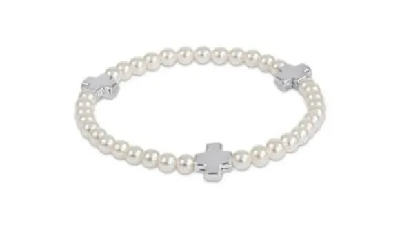 Signature Cross Sterling Pearl Pattern 4mm Bead Bracelet