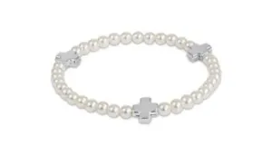 Signature Cross Sterling Pearl Pattern 4mm Bead Bracelet