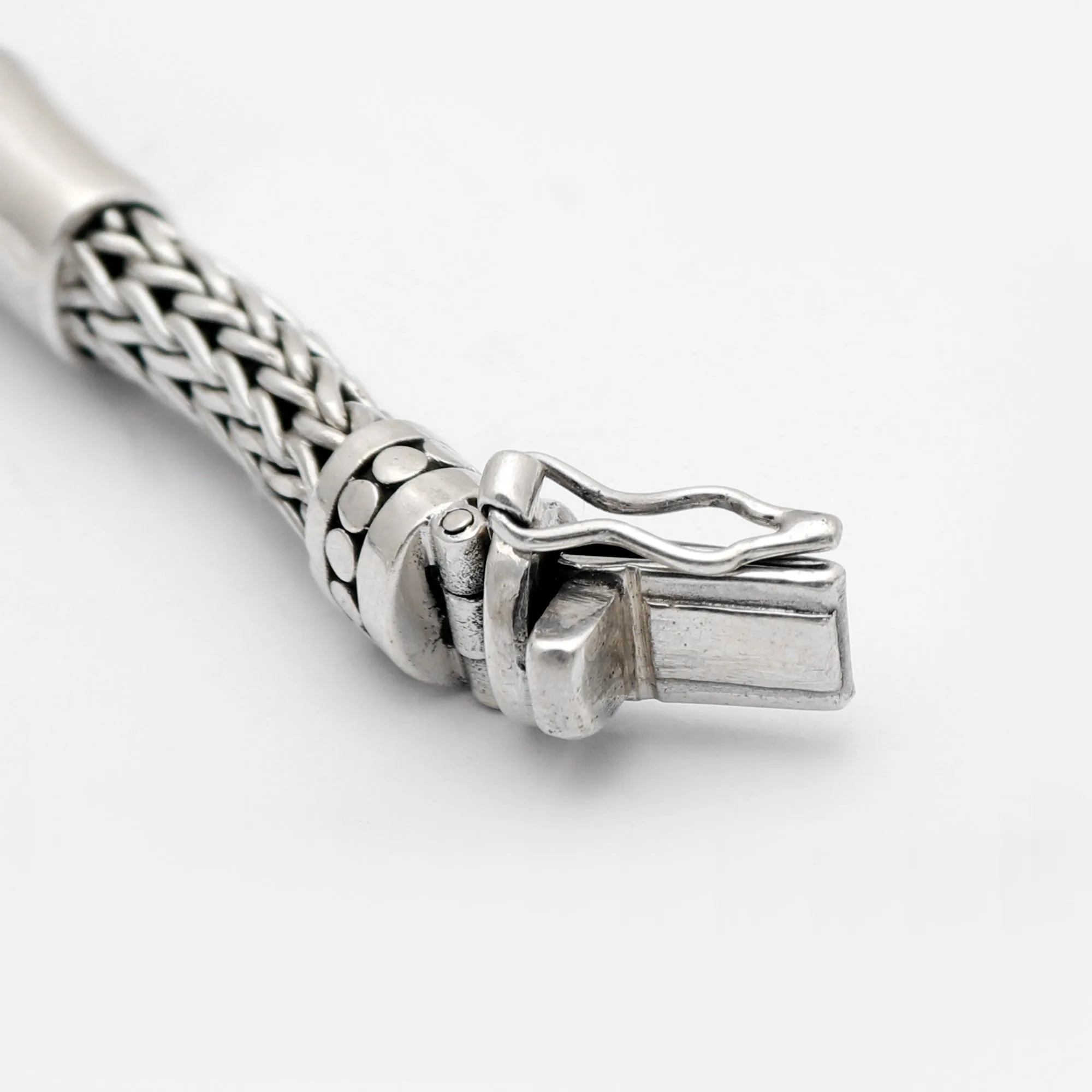 Silver & Black Leather Bracelet