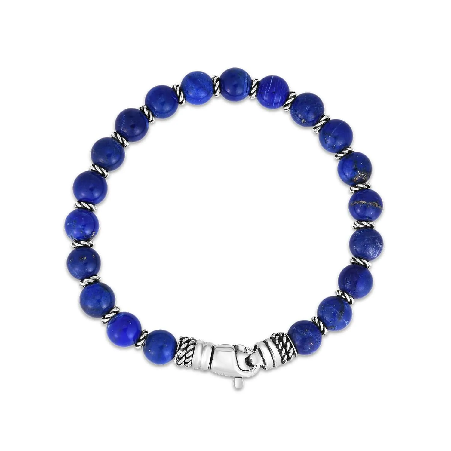 Silver & Lapis Bead Bracelet