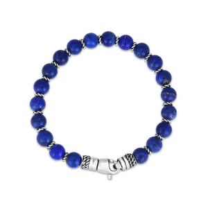 Silver & Lapis Bead Bracelet
