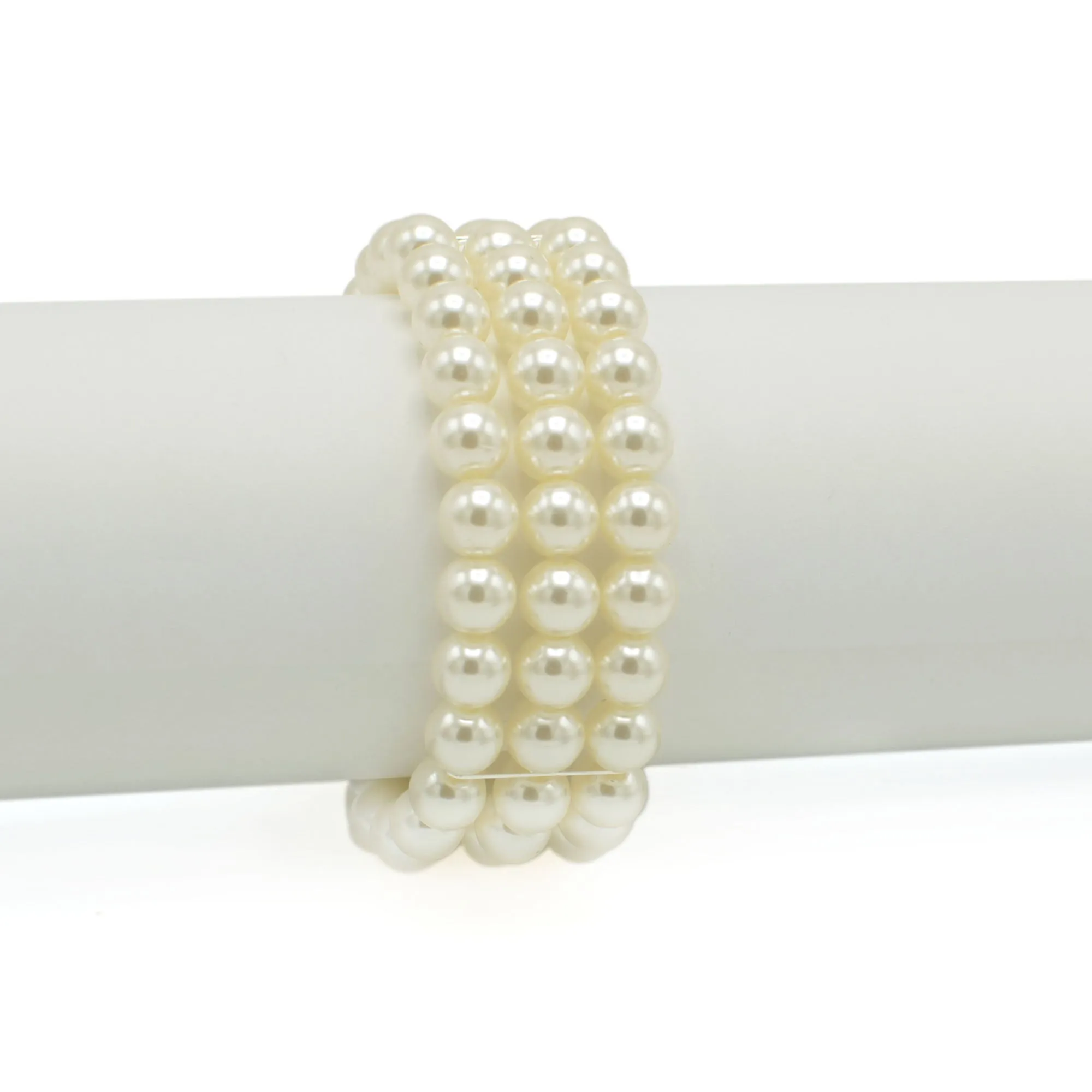 SILVER CRAM PEARL AND CRYSTAL STRETCH BRACELET #SQ4700(HE1)