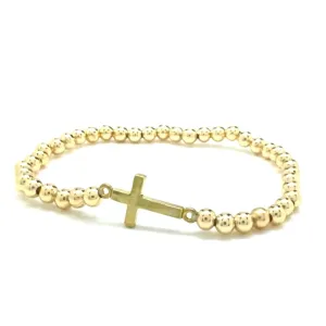 Silver Girl Cross Bead Bracelet