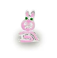 Silver Plated Pink Enamel Bunny Charm
