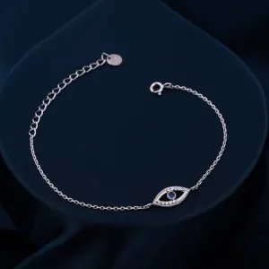 Silver Sapphire Evil Eye Bracelet