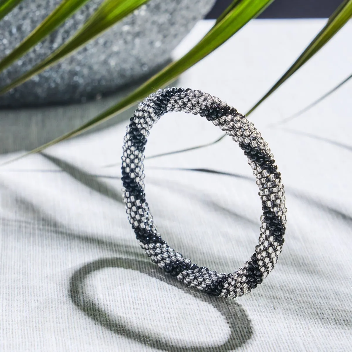 Silver Screen | Himalayan Glass Bead Bracelet