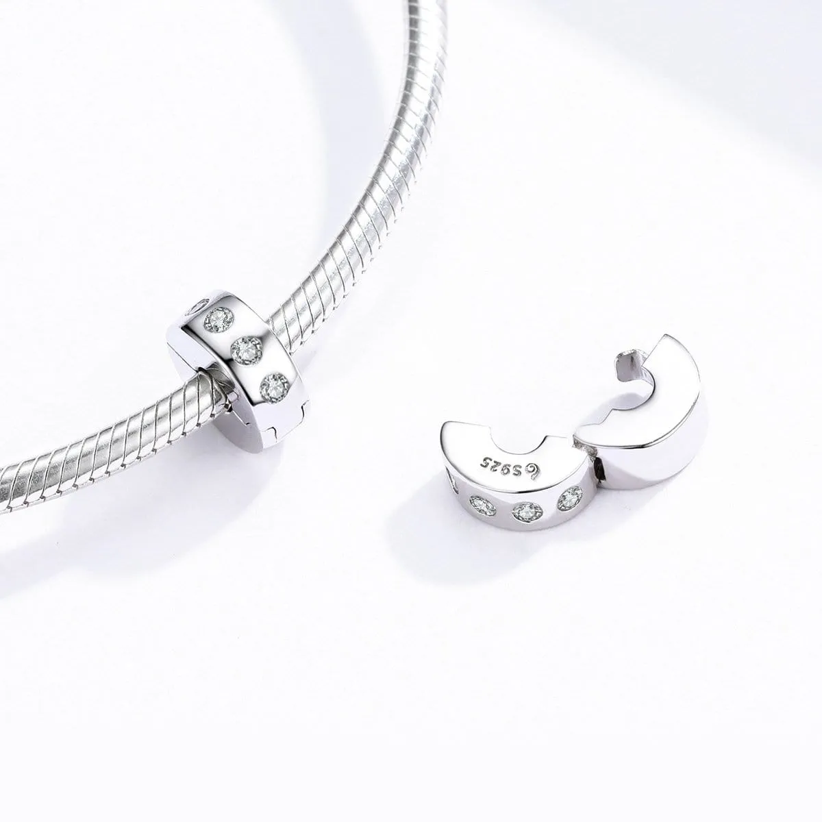 Silver Stoned Clip Stopper