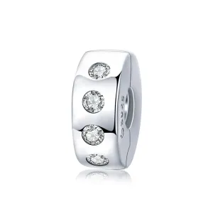 Silver Stoned Clip Stopper