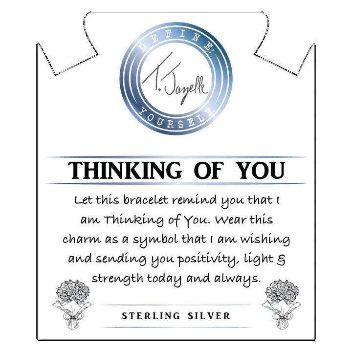 Sky Blue Jade Gemstone Bracelet with Thinking of You Sterling Silver Charm