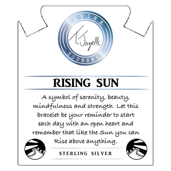 Sky Blue Jade Stone Bracelet with Rising Sun CZ Sterling Silver Charm