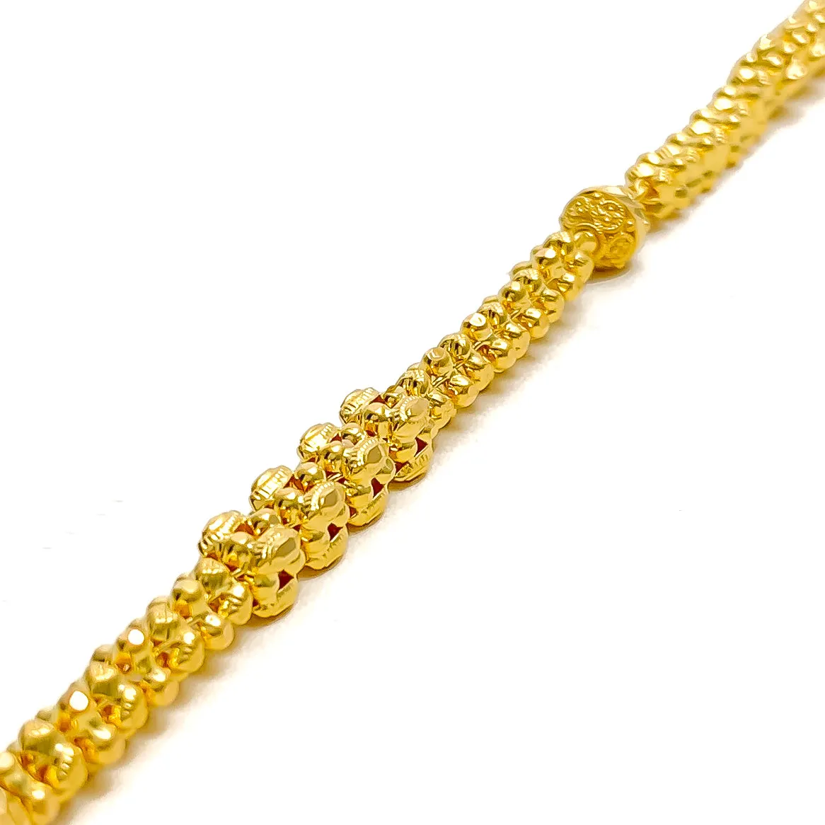 Sleek Lined 22k Gold Floral Bead Bracelet