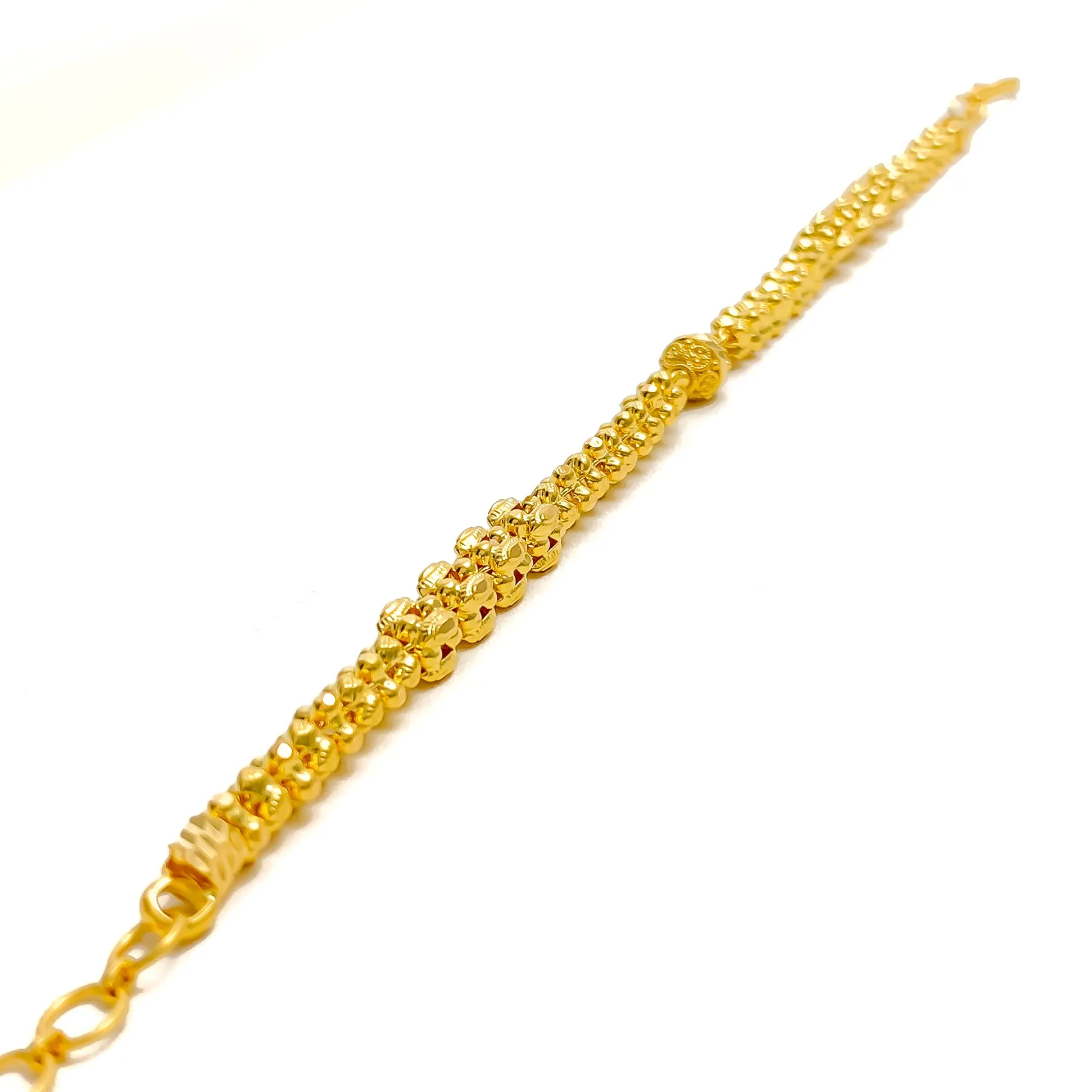 Sleek Lined 22k Gold Floral Bead Bracelet