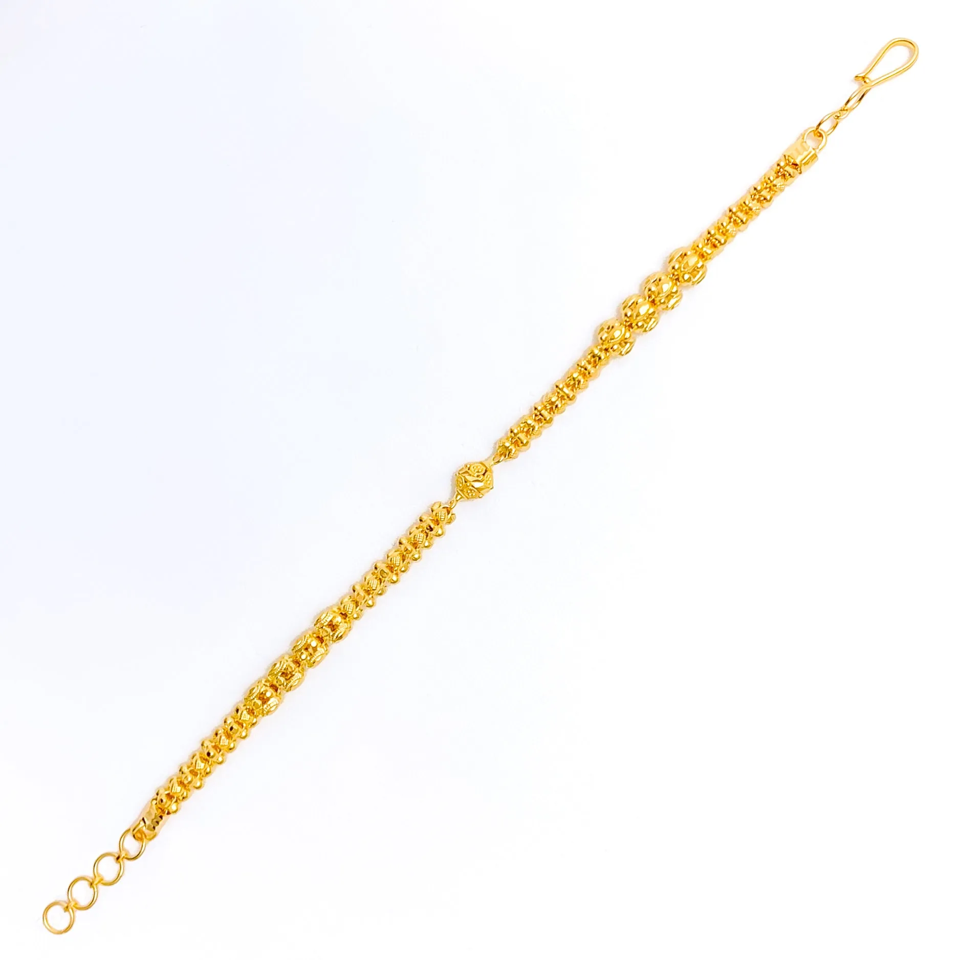 Sleek Lined 22k Gold Floral Bead Bracelet
