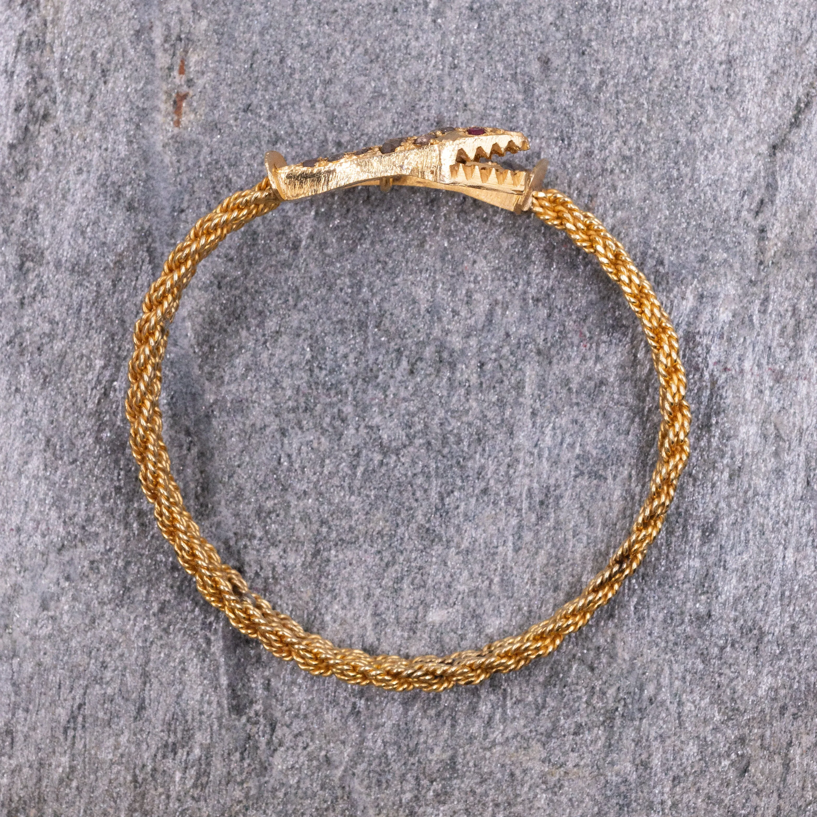 Snake Bangle with Rose-Cut Diamonds