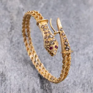 Snake Bangle with Rose-Cut Diamonds