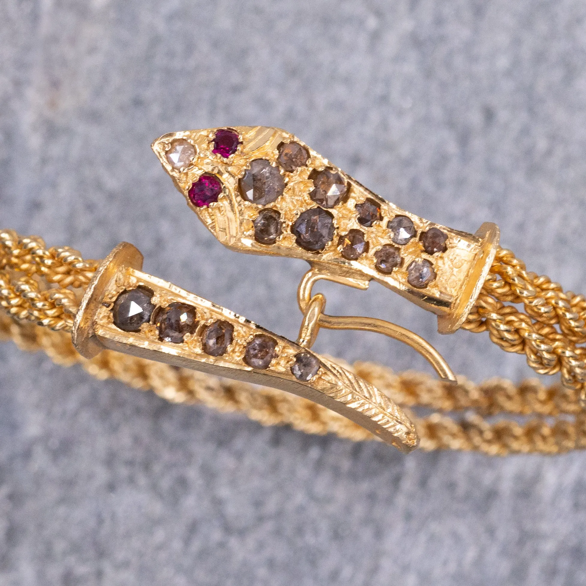 Snake Bangle with Rose-Cut Diamonds