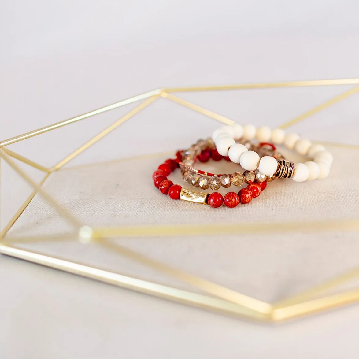 Soft Gold Crackle Faceted Rondelle 8mm Bracelet