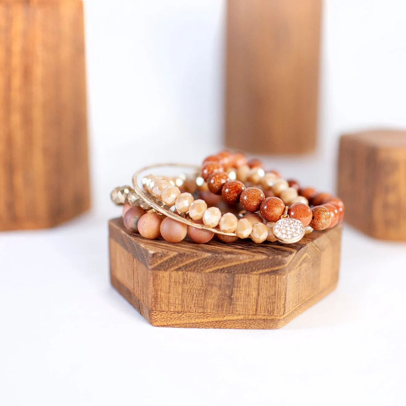 Soft Gold Crackle Faceted Rondelle 8mm Bracelet