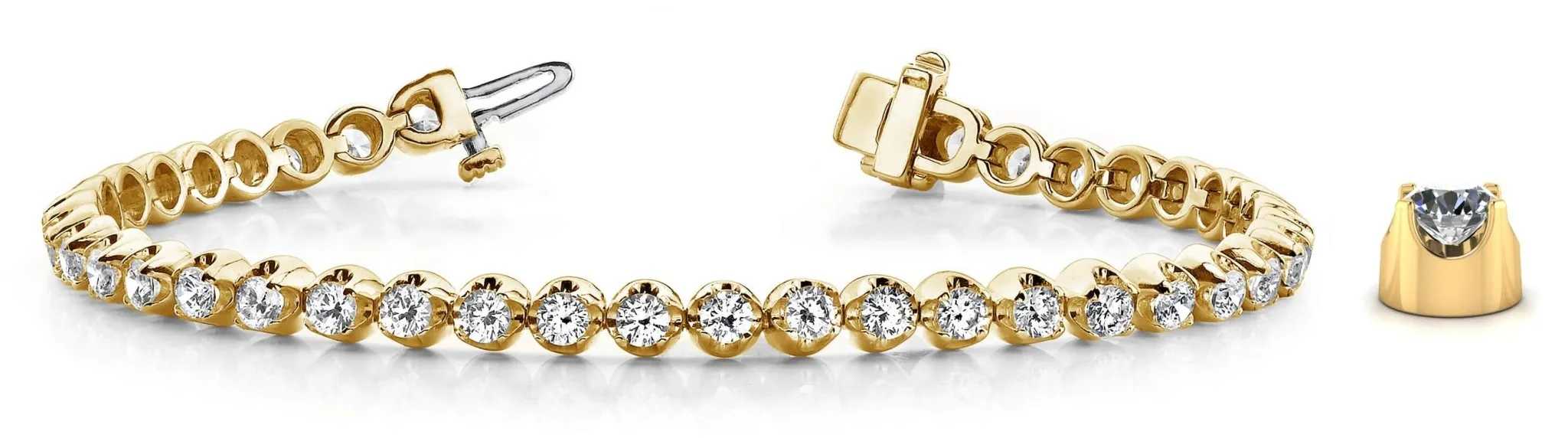 Solid Nugget Lab-Grown Diamond Tennis Bracelet with 3.15 ct.(finished) 2.6mm