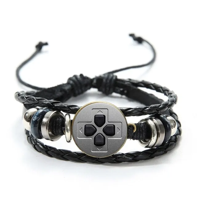 SONGDA Old Video Game Controller Leather Men Bracelet