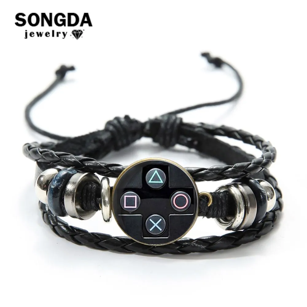 SONGDA Old Video Game Controller Leather Men Bracelet