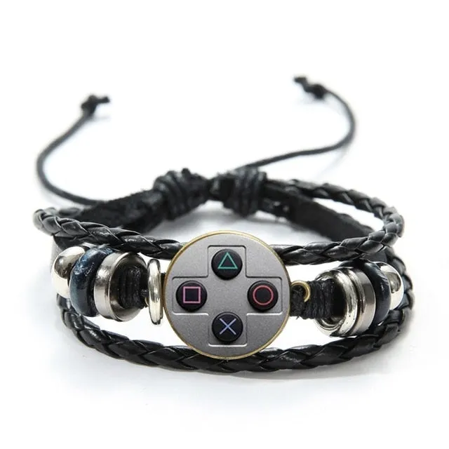 SONGDA Old Video Game Controller Leather Men Bracelet