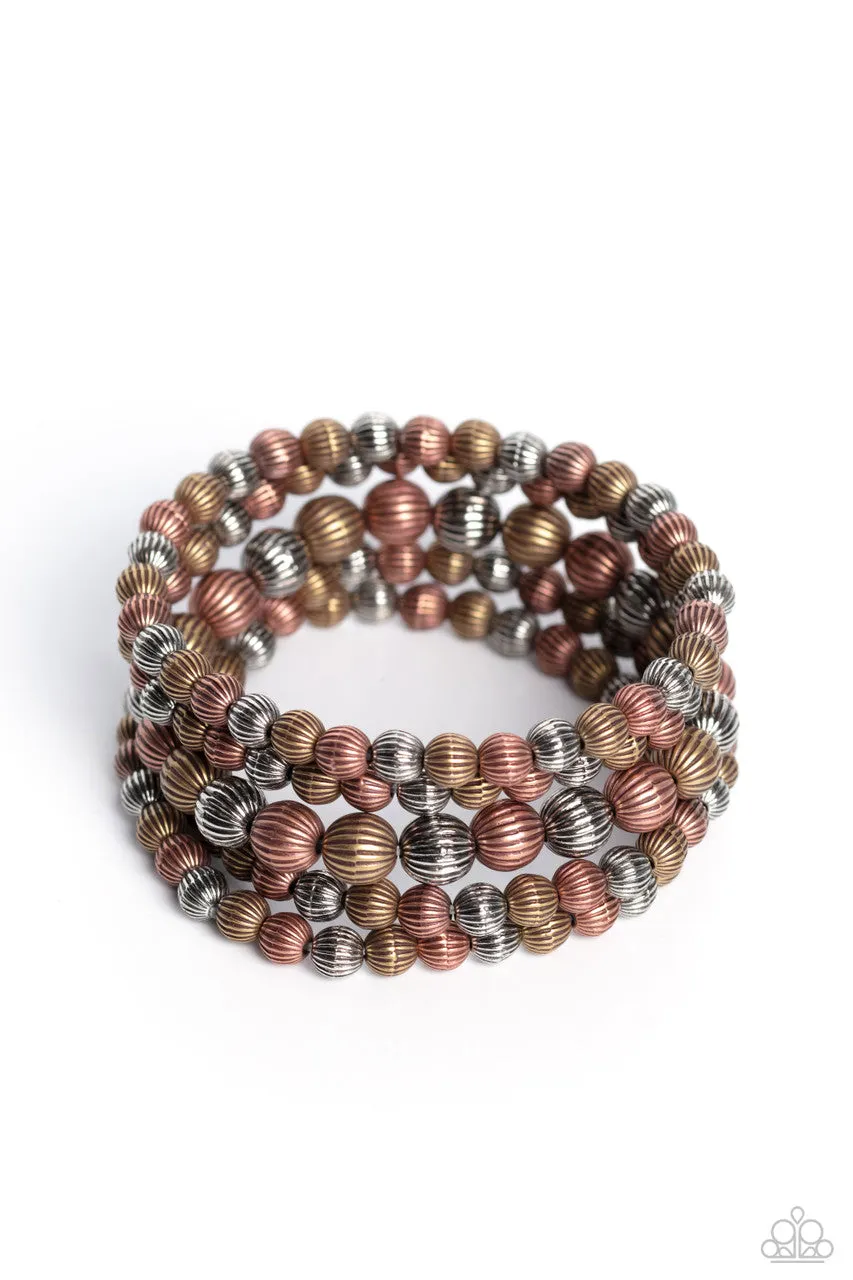 Sonoran Stripes - Multi - Mixed Metal Bead Paparazzi Stretchy Bracelet