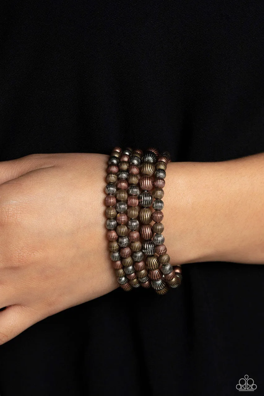Sonoran Stripes - Multi - Mixed Metal Bead Paparazzi Stretchy Bracelet