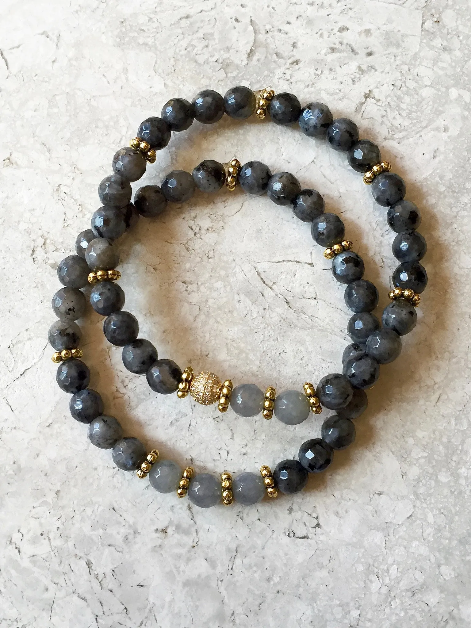 SOPHIA GOLD larvikite/gray jade
