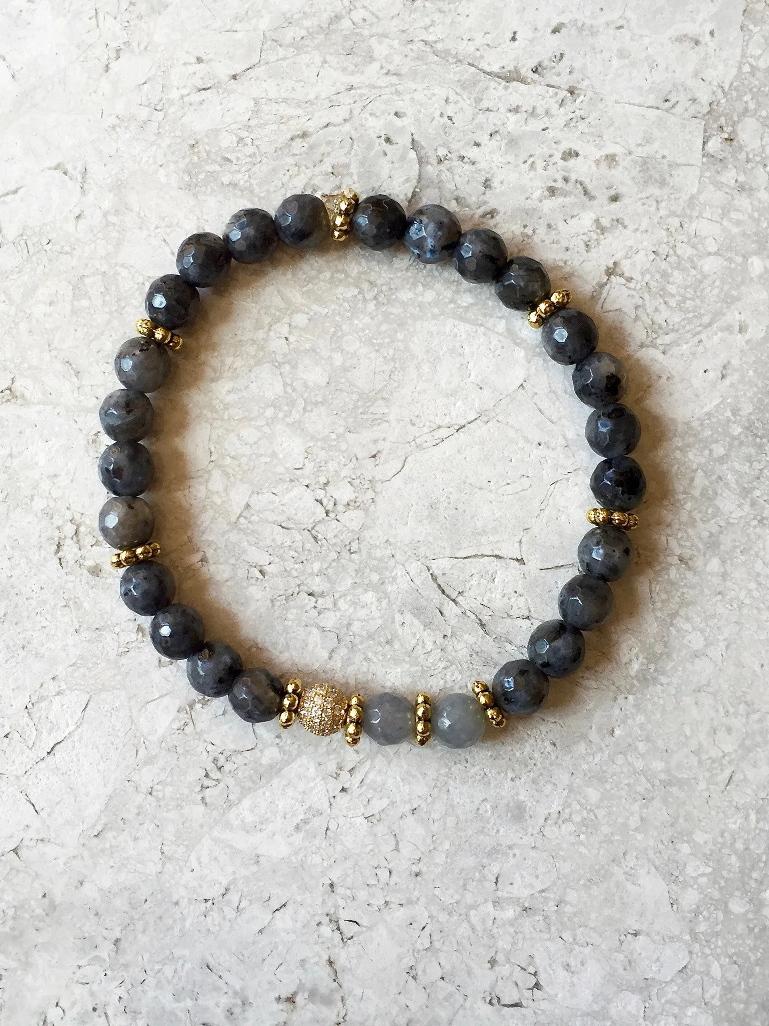 SOPHIA GOLD larvikite/gray jade