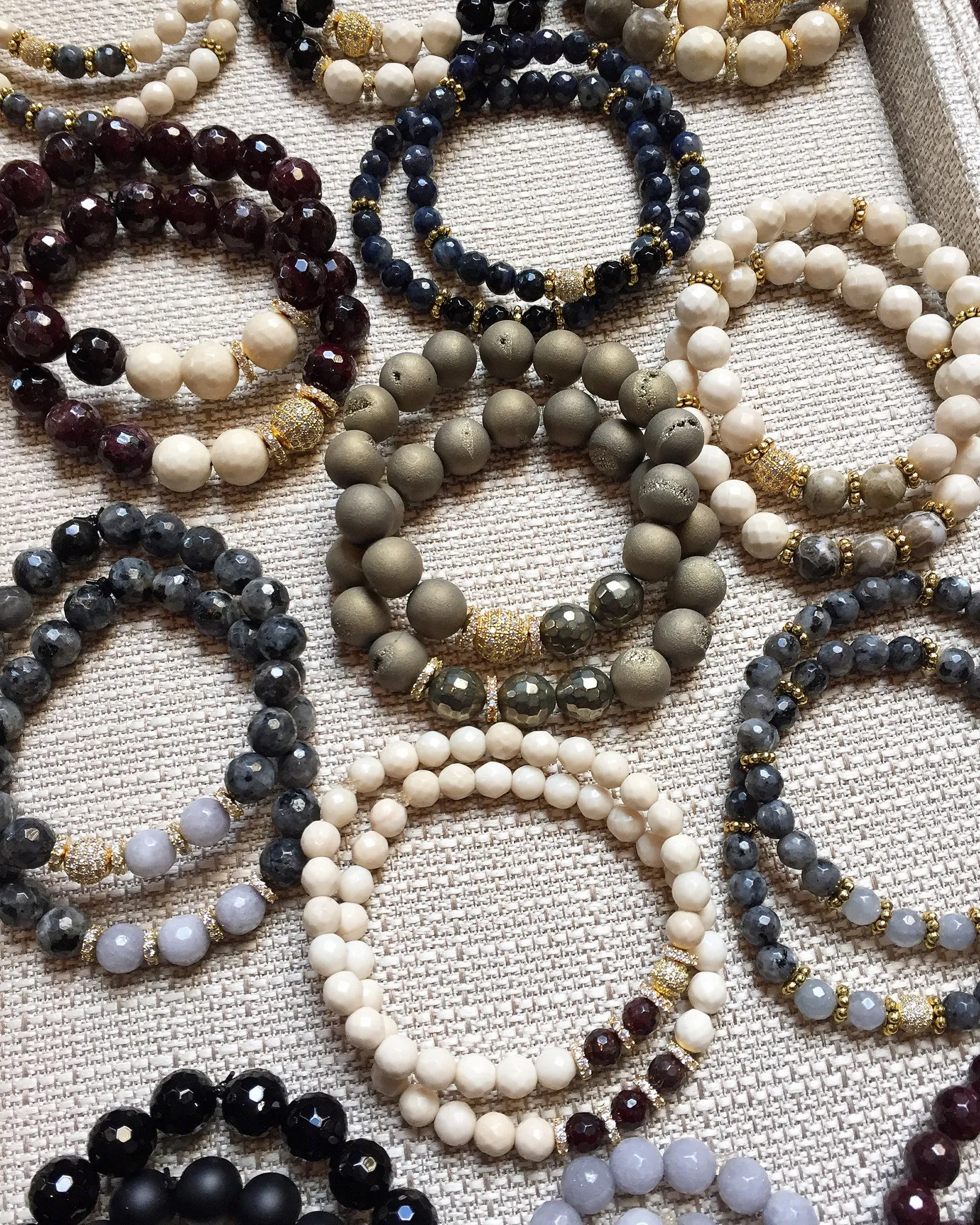 SOPHIA GOLD larvikite/gray jade