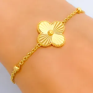 Sparkling Refined 21k Gold Floral Bracelet
