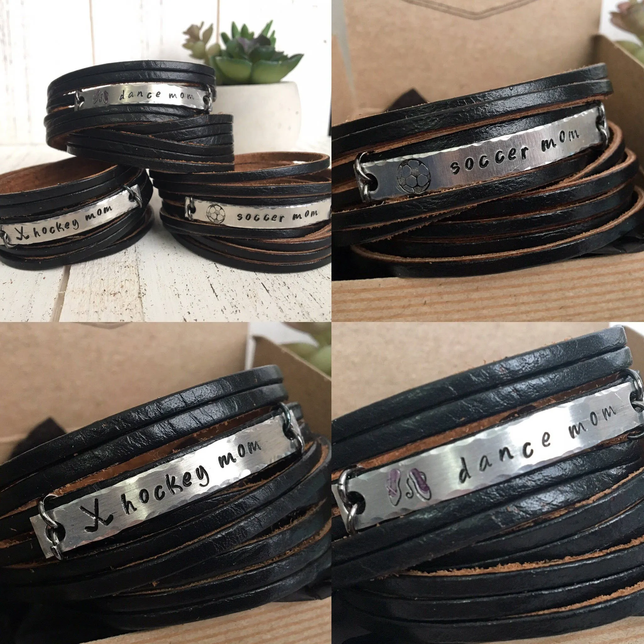 SPORTS MOM or GRANDMA Leather Wrap Bracelet | adjustable