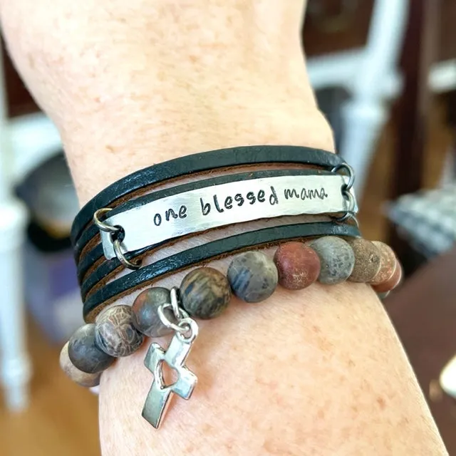 SPORTS MOM or GRANDMA Leather Wrap Bracelet | adjustable