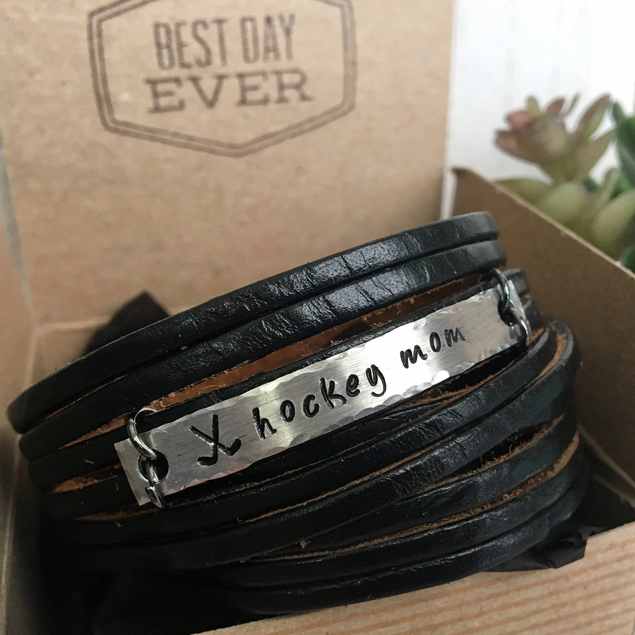 SPORTS MOM or GRANDMA Leather Wrap Bracelet | adjustable