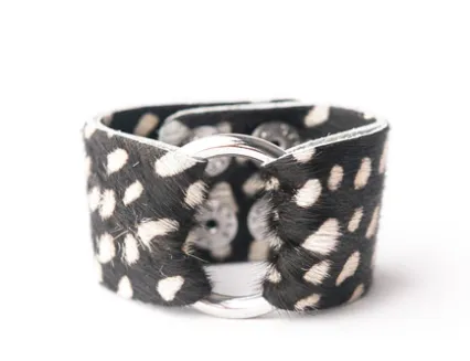 Spotted In White Leather Cuff- FINAL SALE