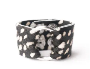 Spotted In White Leather Cuff- FINAL SALE