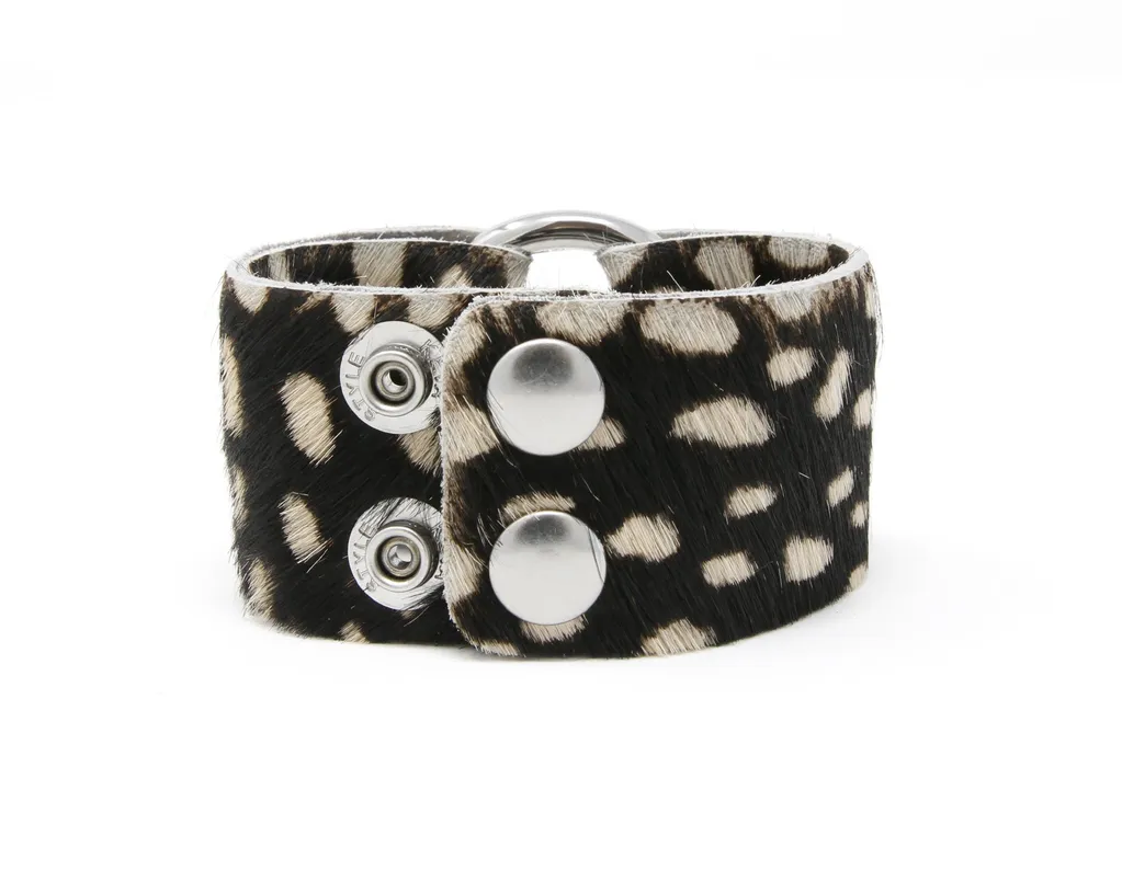 Spotted In White Leather Cuff- FINAL SALE