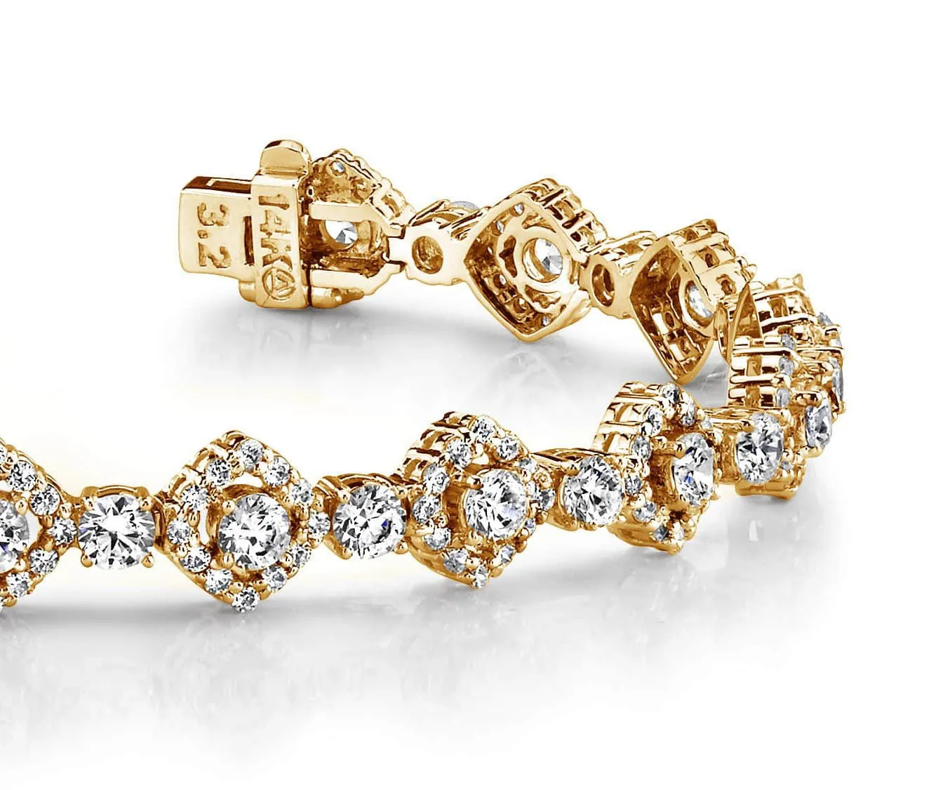 Square Link Lab-Grown Diamond Bracelet with 7.50 ct.(finished) 1.5mm, 3.5mm