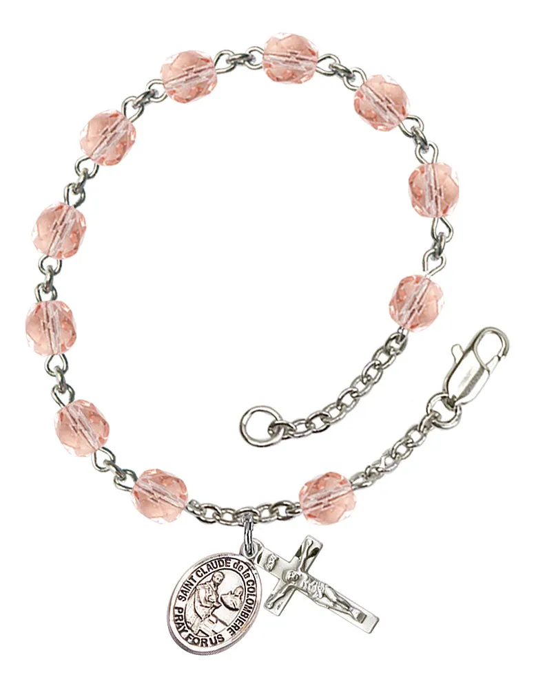 St. Claude de laa Colombiere Custom Birthstone Rosary Bracelet